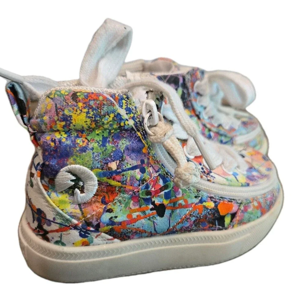 BILLY Toddler Boy Girl 6 High Top Sneakers Paint Splatter Zipper Adaptive Shoes